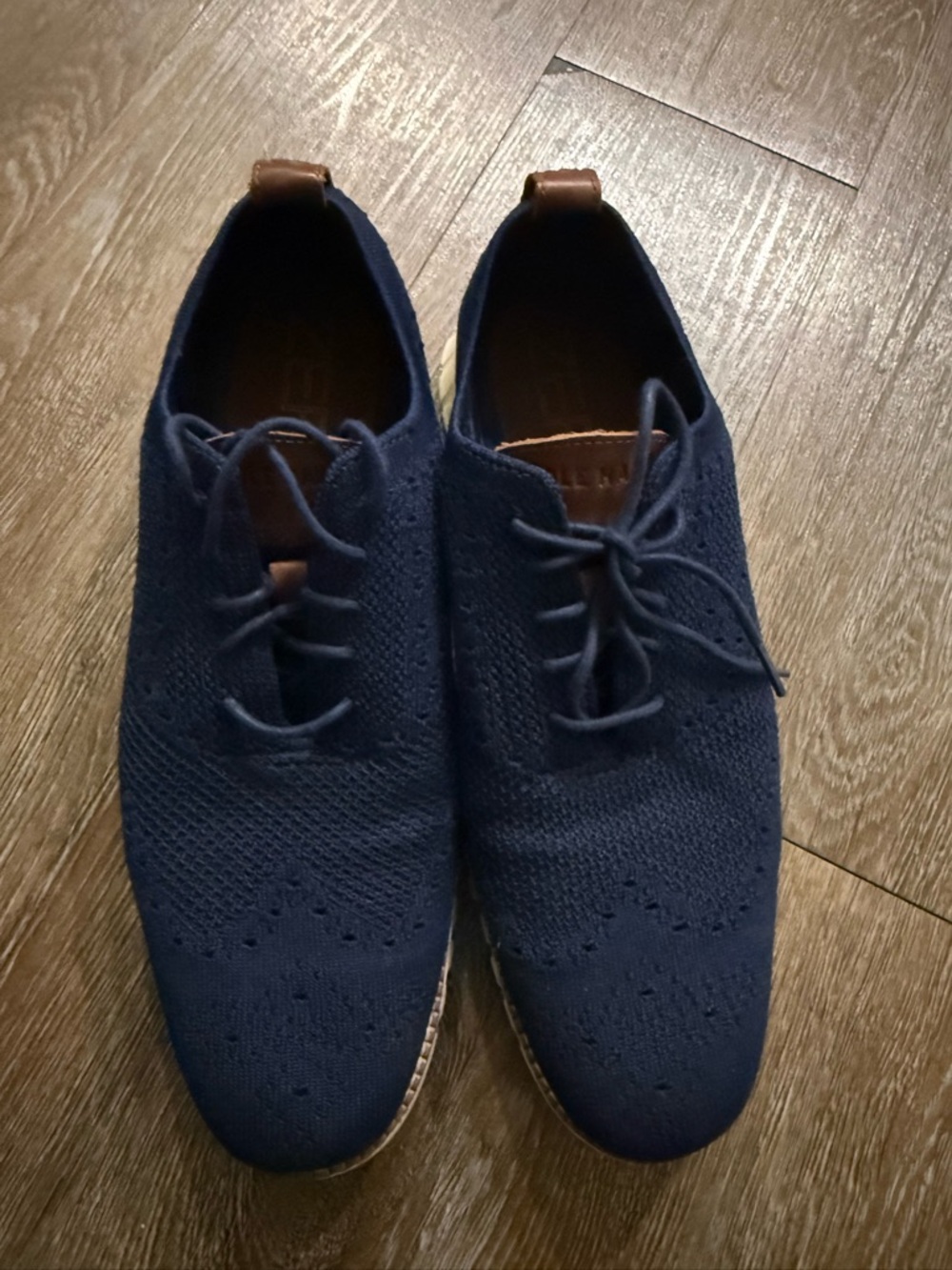 Cole Haan Navy Knit Oxford Dress Shoes